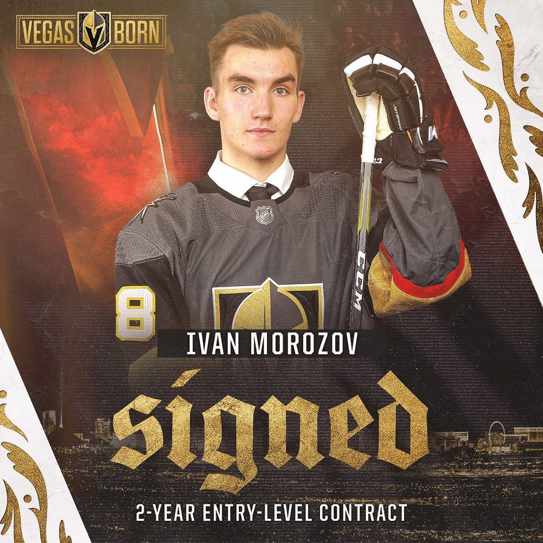 Ivan Morozov has signed a two-year entry-level deal with the Golden Knights!!! ...