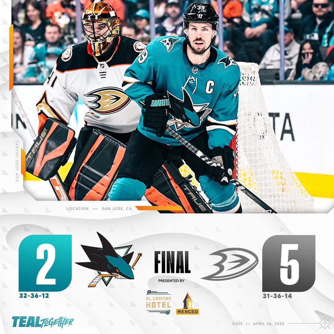 That’s a wrap from the Tank.  @elcapitanmerced | #SJSharks...