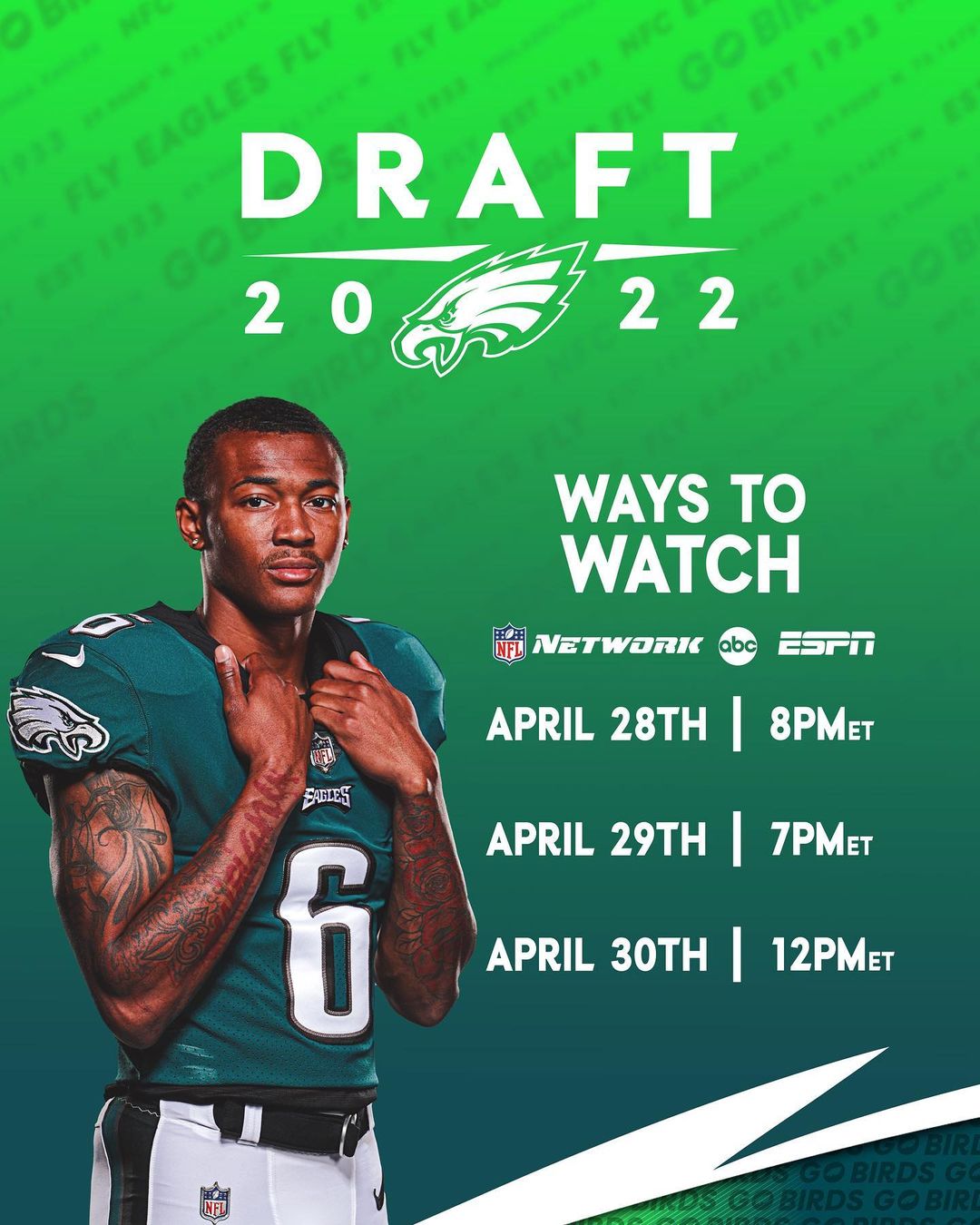 Don’t miss a minute of the action. 

#EaglesDraft | #FlyEaglesFly...