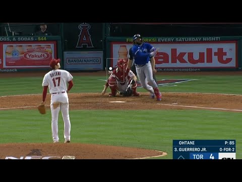 Vladimir Guerrero Jr. OFF THE FOUL POLE vs Shohei Ohtani in Angels Blue Jays game! (What a matchup!)