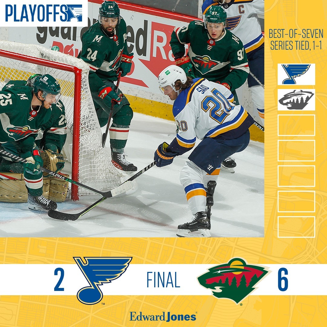 Heading back home tied 1-1. #stlblues...