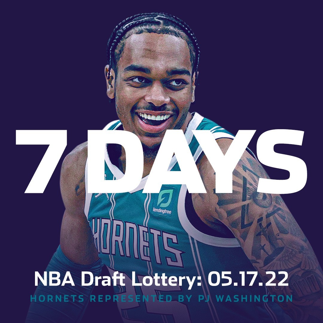 ONE WEEK until @pj_washington represents your Hornets at the #NBADraftLottery! ...