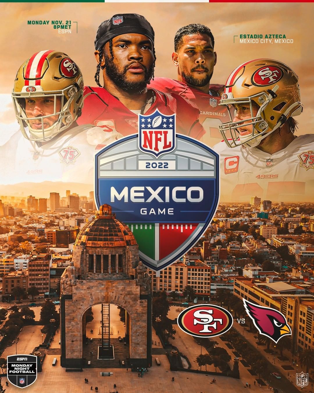 Mexico City will be the setting for this NFC West rivalry.  
 
: 2022 NFL Schedu...