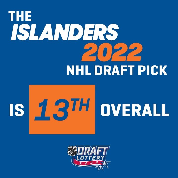 The #Isles will pick 13th overall in the 2022 #NHLDraft....