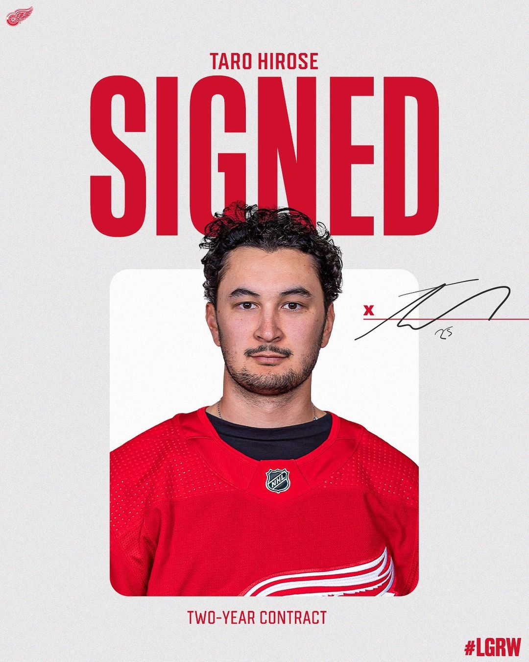 UPDATE: The #RedWings today agreed to terms with left wing Taro Hirose on a two-...