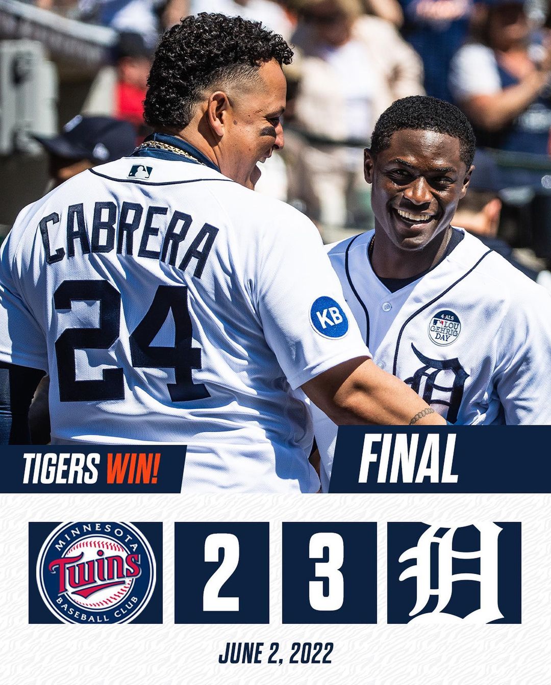 Snatched a W from the T_ins. #TigersWin...