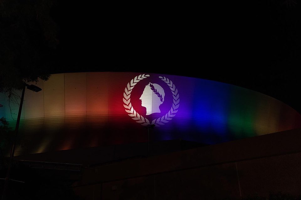 The @caesarssuperdome and @smoothiekingcenter in #Pride colors last night...