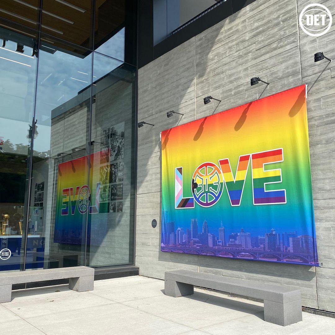 The #Pistons have installed a new banner outside of the Pistons Performance Cent...