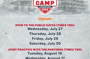 Mark your calendars! Pats Camp kicks off on 7/27....