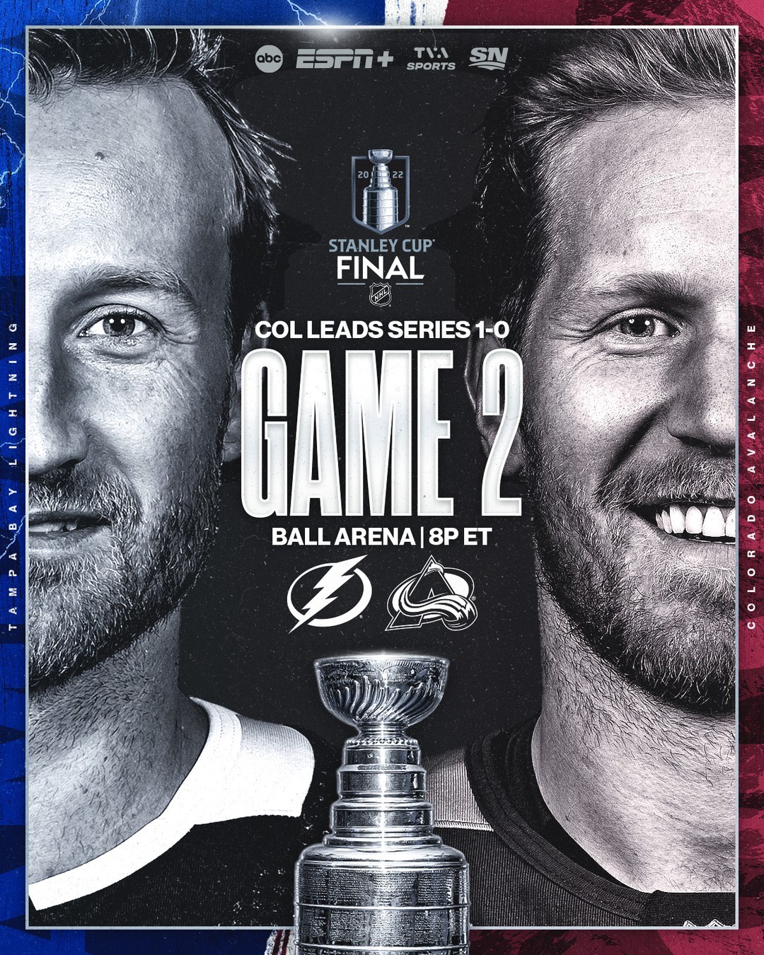 Game 2 TONIGHT — @tblightning or @coloradoavalanche, who do you have #StanleyCup...