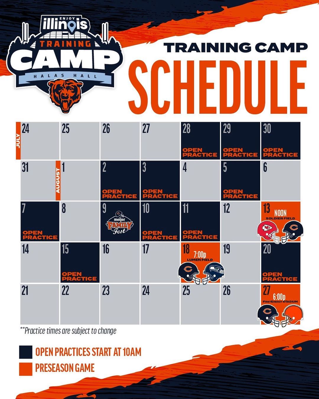 Our @enjoyillinois #BearsCamp dates are set! Tix will be available on July 7....