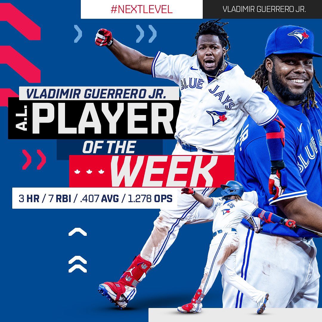 Heating up again 
Vladdy is MLB’s AL Player of the Week! #NextLevel...