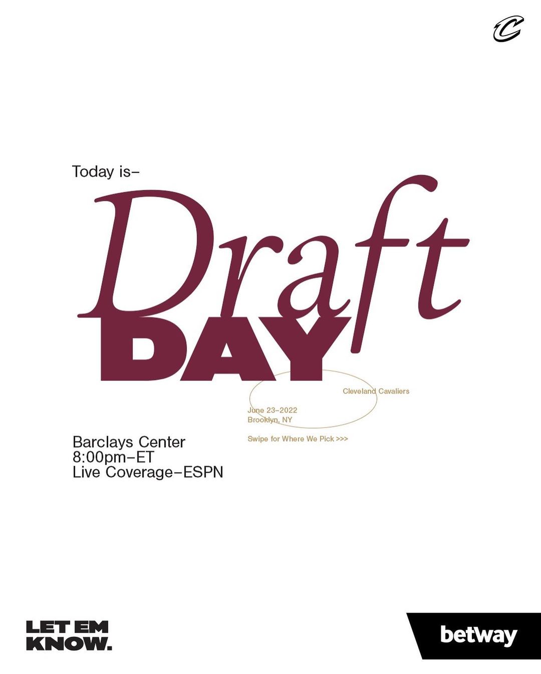 The where, what, when, and how of tonight's #CavsDraft.  Barclays Center
 8PM E...