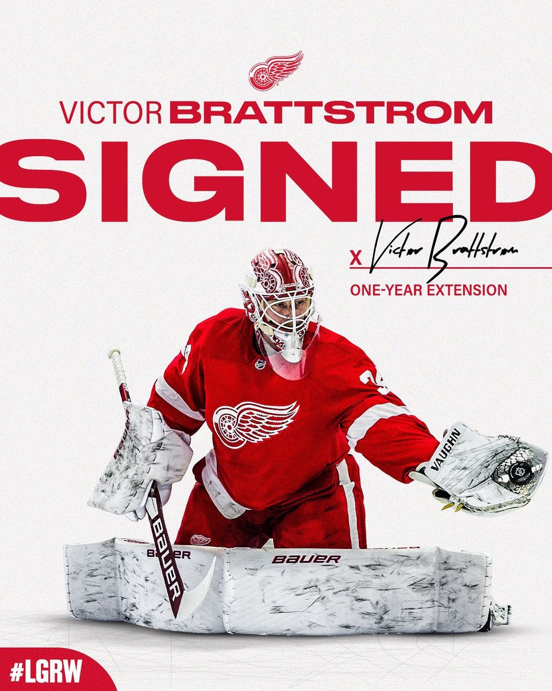 UPDATE: The Detroit #RedWings today signed goaltender Victor Brattstrom to a one...