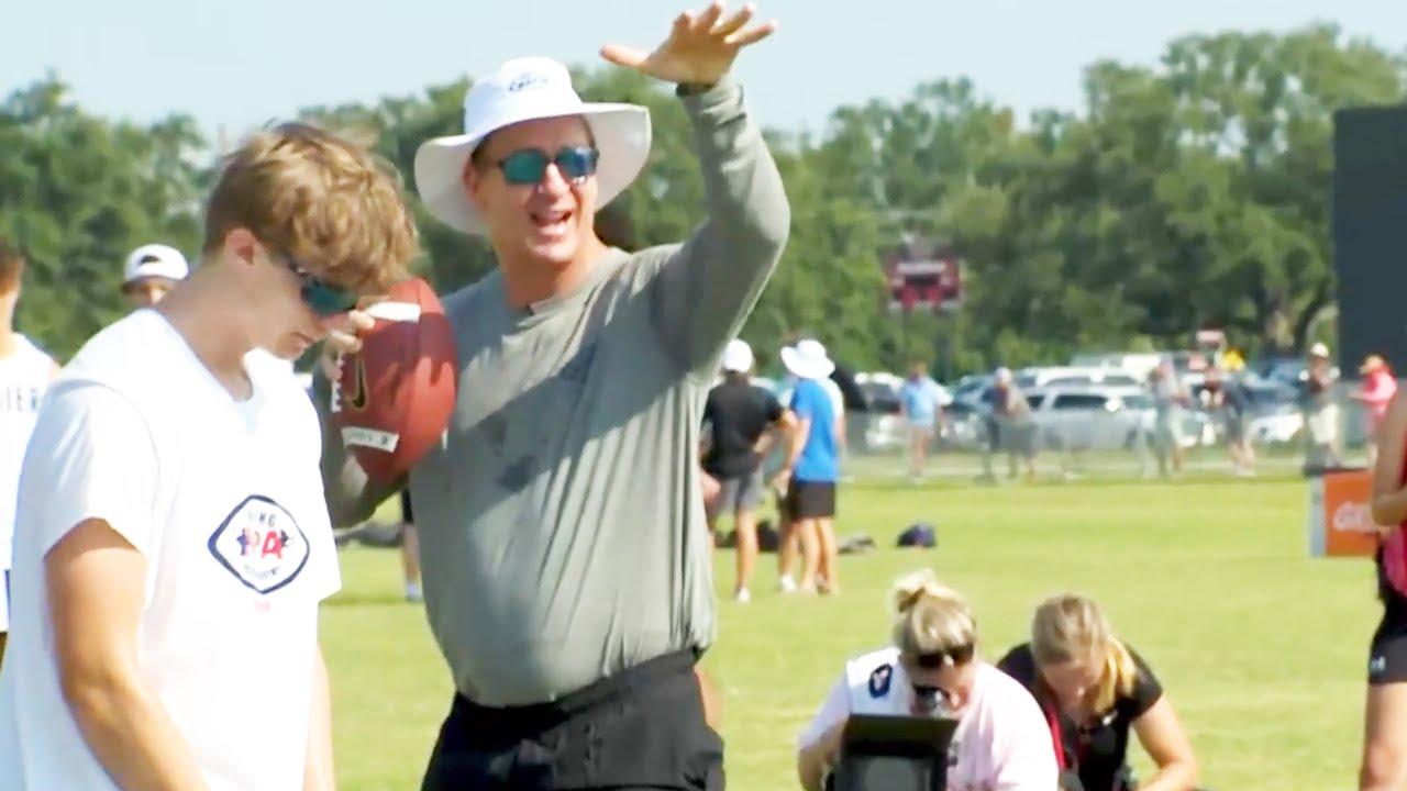 Peyton, Eli & College QB's Mic'd Up at the Manning Passing Academy!