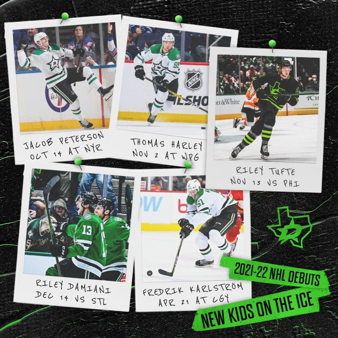 We know these guys!  Stars made their (regular season) @nhl debuts in the 2021-2...