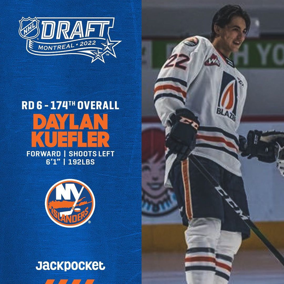 With the 174th selection of the 2022 #NHLDraft the #Isles selected Daylan Kuefle...