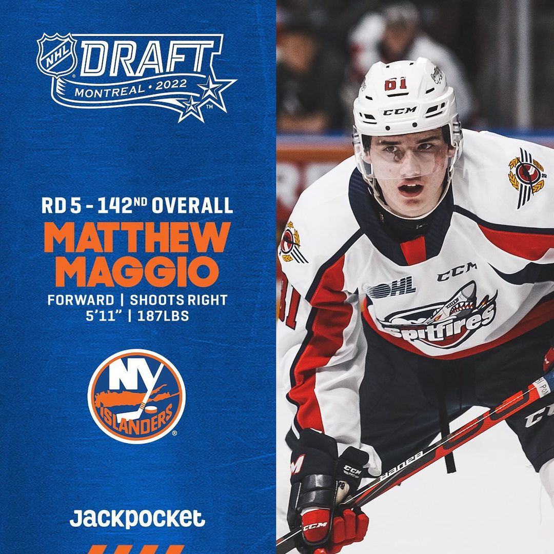 With the 142nd selection of the 2022 #NHLDraft the #Isles selected Matthew Maggi...