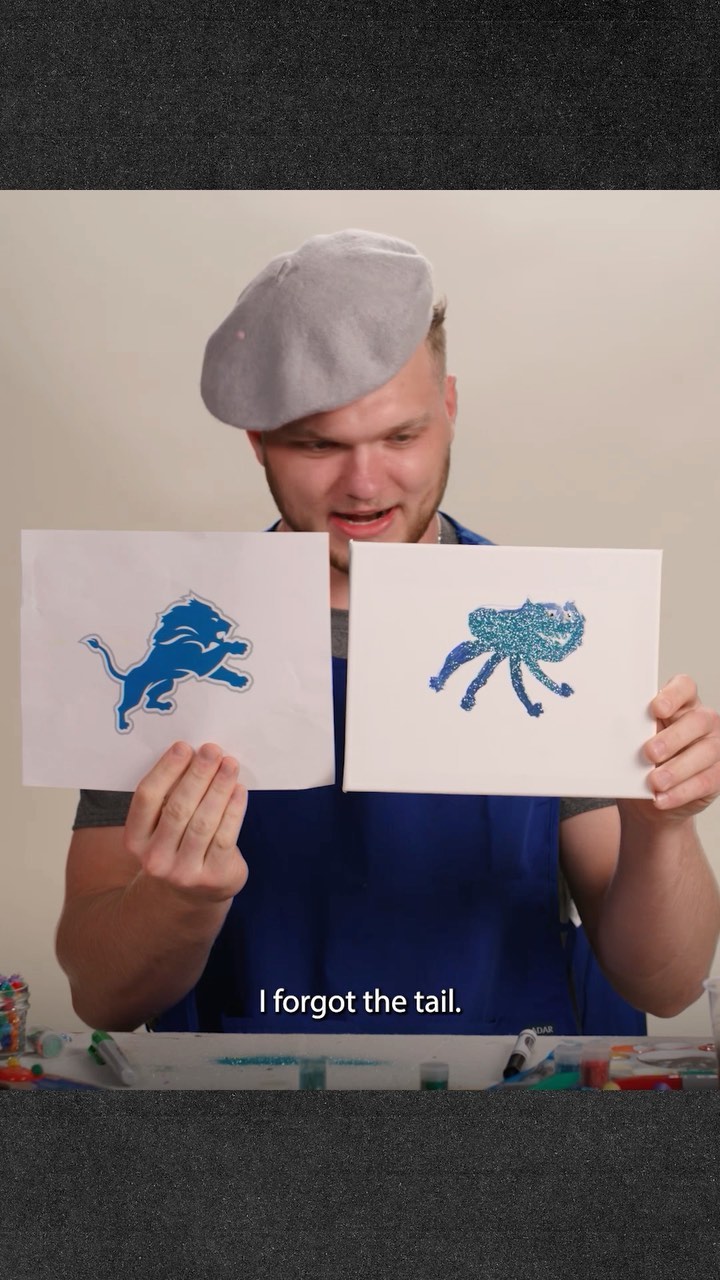 NFL rookies attempt to paint their team logos from memory...