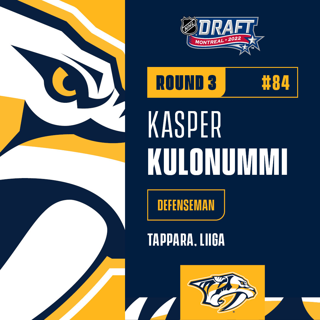 Lets keep it rolling! With the 84th overall pick in the 2022 #NHLDraft, the Nash...