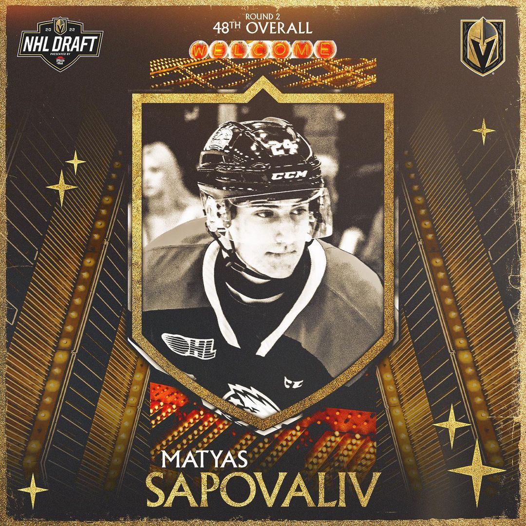 With the 48th overall pick, the Vegas Golden Knights select Matyas Sapovaliv!!! ...