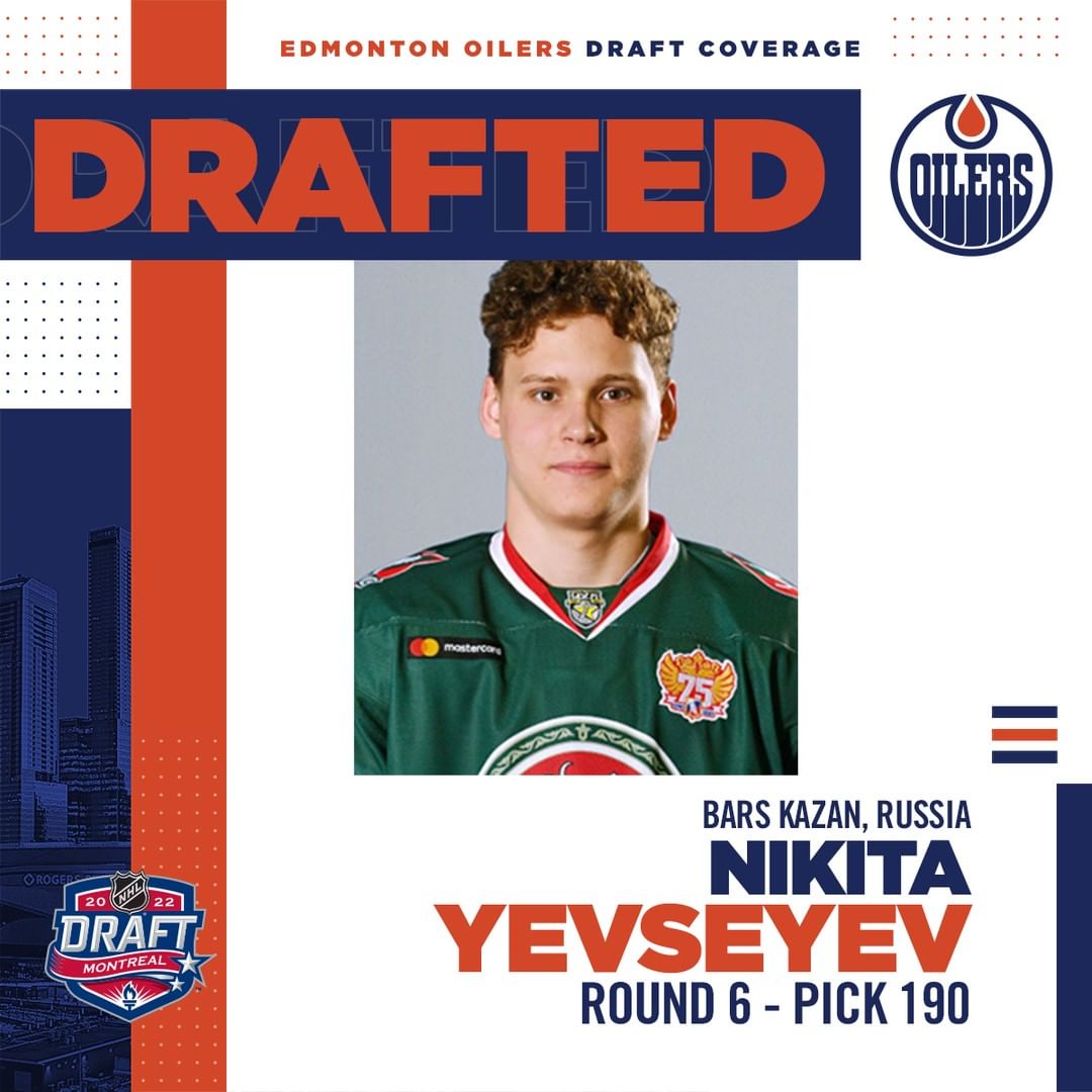 The #Oilers select Russian defenceman Nikita Yevseyev with the 190th-overall pic...