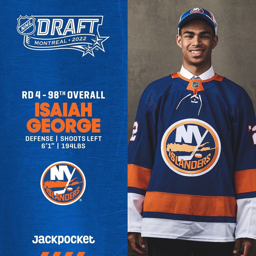 With the 98th selection of the 2022 #NHLDraft the #Isles selected Isaiah George....