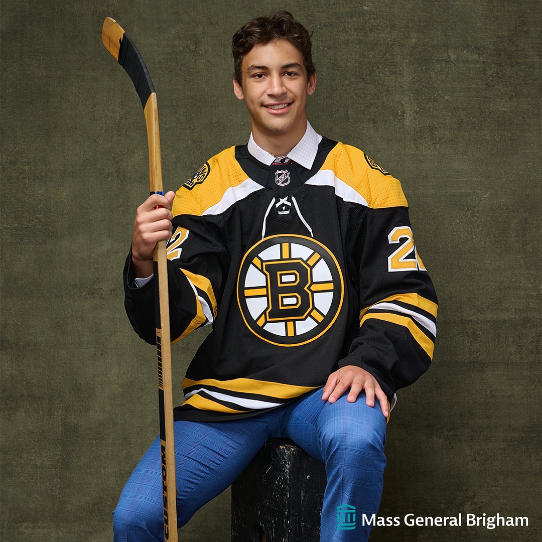 Breaking in the Black & Gold. 

#NHLDraft | @massgeneralbrigham...