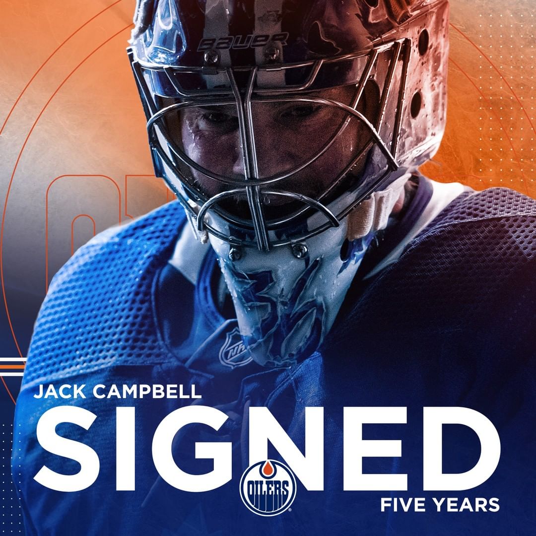OFFICIAL 

The #Oilers have inked goaltender Jack Campbell to a five-year contra...