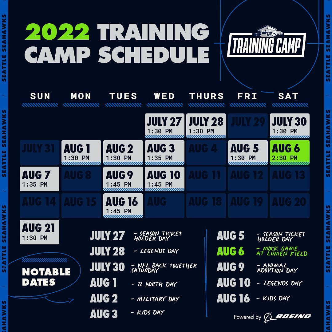 You asked, we answered. Additional theme days announced for #SeahawksCamp, power...