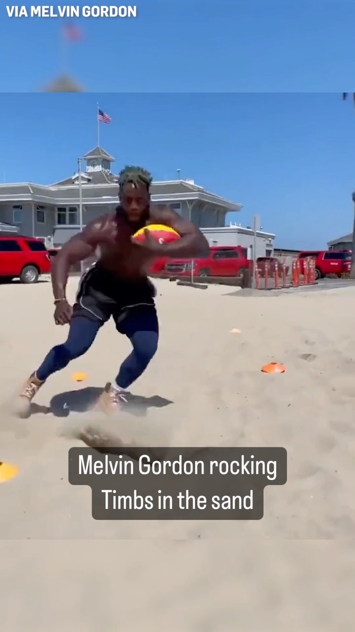 Already sore watching @melvin’s beach workout in Timbs....