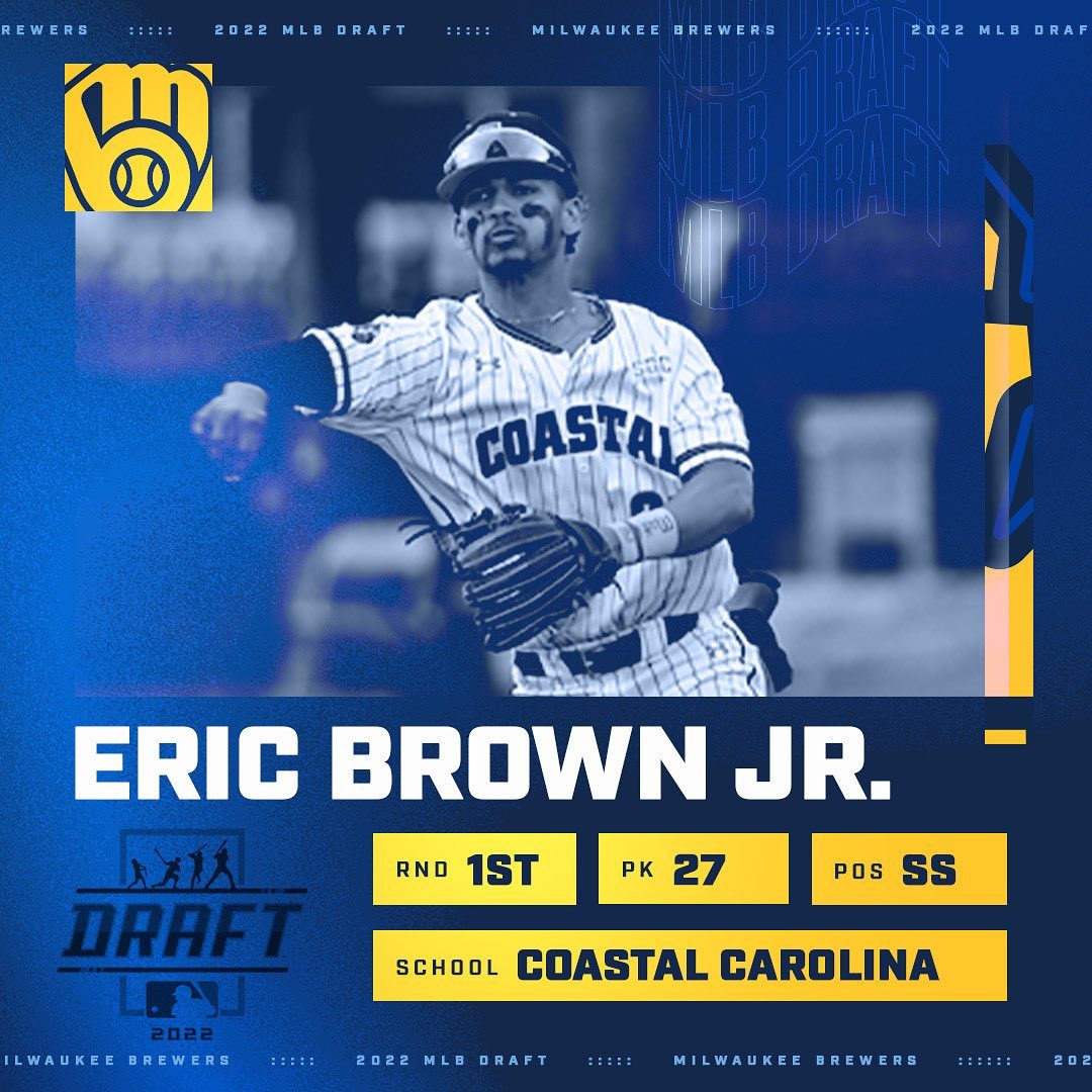With the 27th selection of the 2022 #MLBDraft, the Brewers select Eric Brown, Jr...