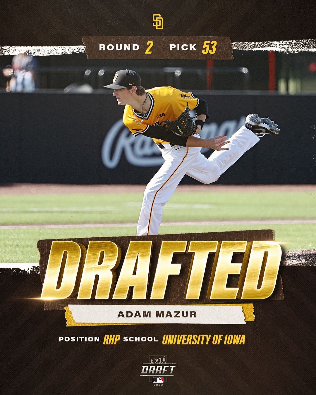 With the 53rd pick in the 2022 #MLBDraft, the Padres have selected Adam Mazur fr...