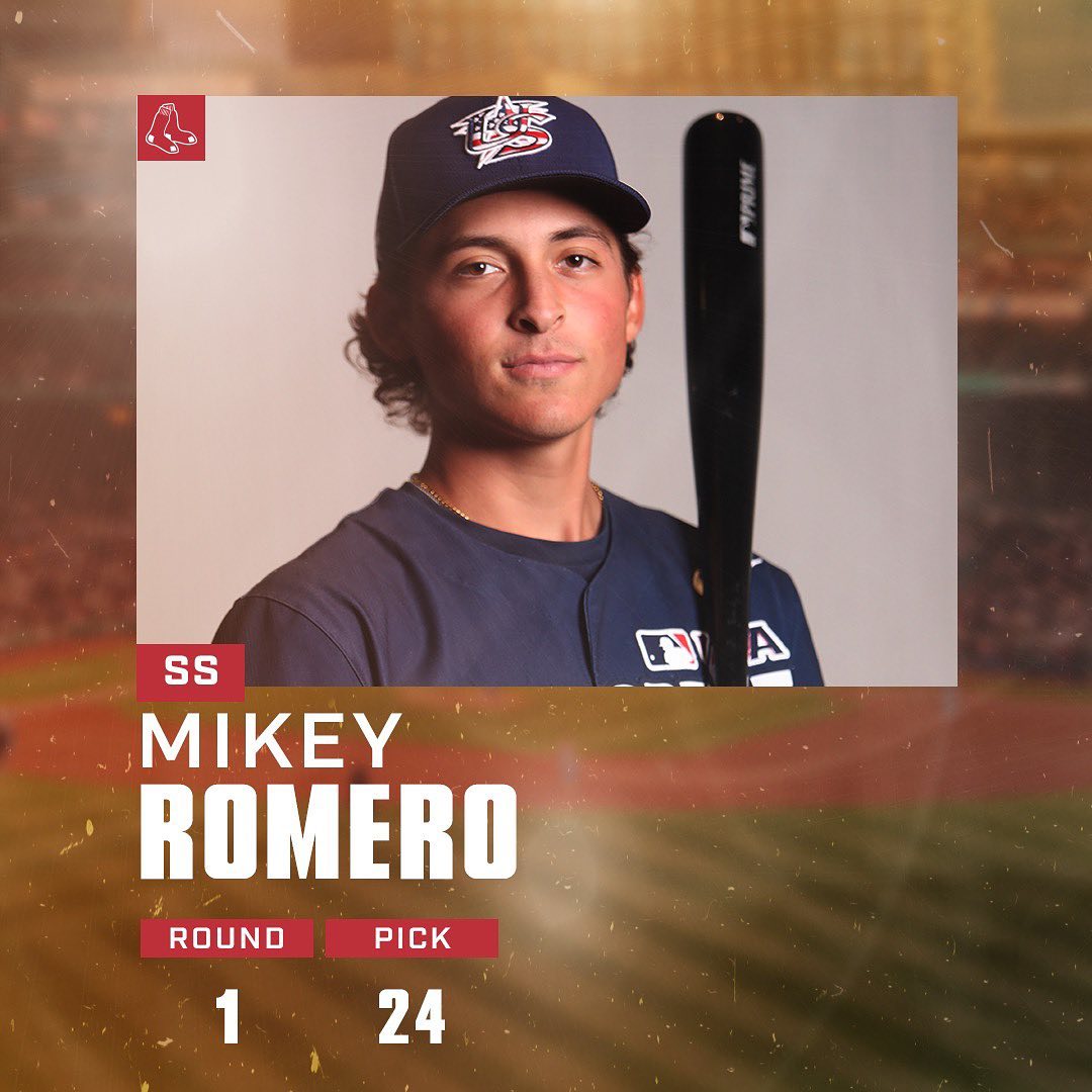 With the 24th overall pick in the 2022 Draft the #RedSox select SS Mikey Romero ...