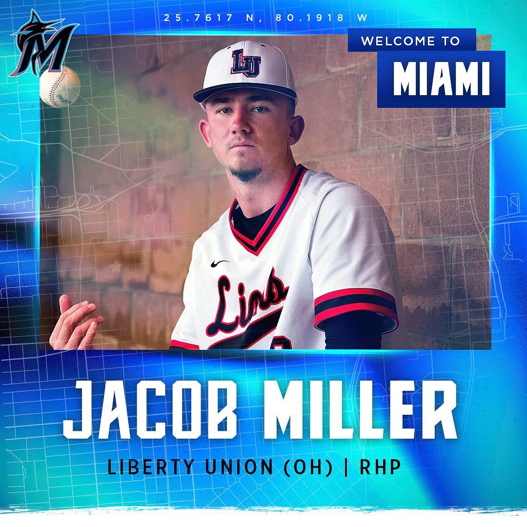 With the 46th pick in the 2022 #MLBDraft, the Miami Marlins select Jacob Miller ...