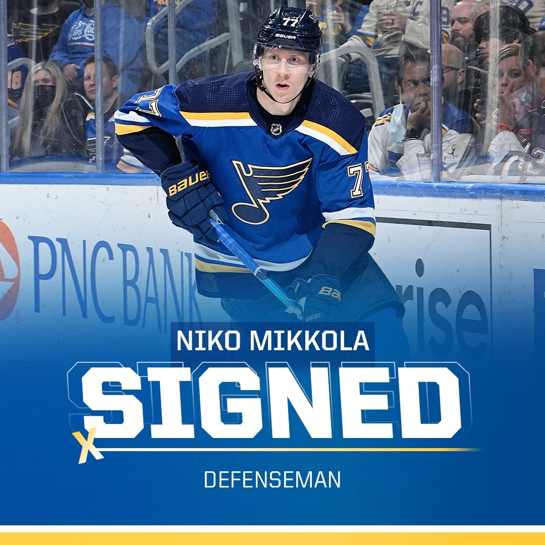 Niko Mikkola has signed a one-year contract extension with the St. Louis Blues w...