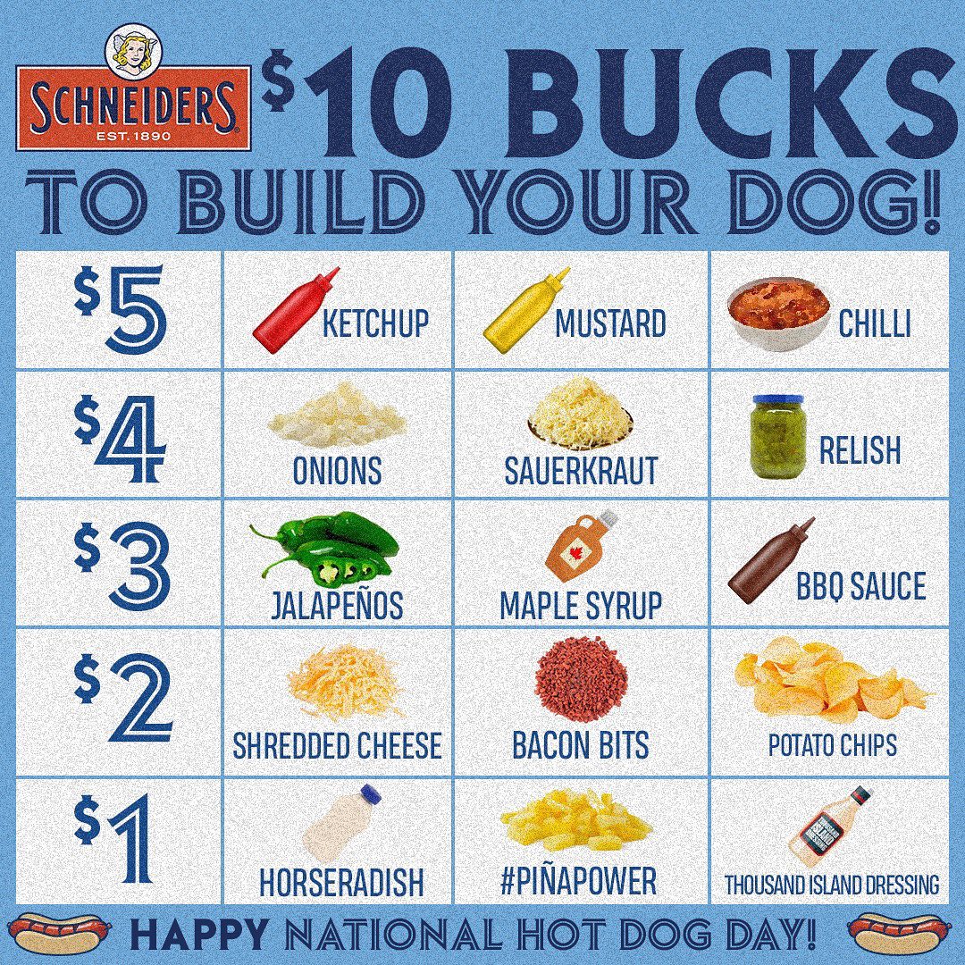 Happy #NationalHotDogDay pres. by @schneiders! How would you build YOUR hot dog?...