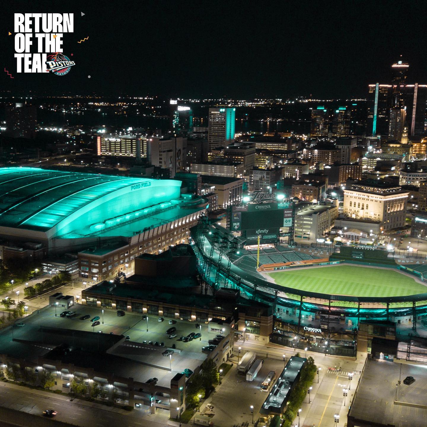 Detroit city was lit last night. #ReturnOfTheTeal...