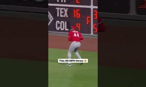 An absolute CANNON!!! 99 mph outfield throw!!
