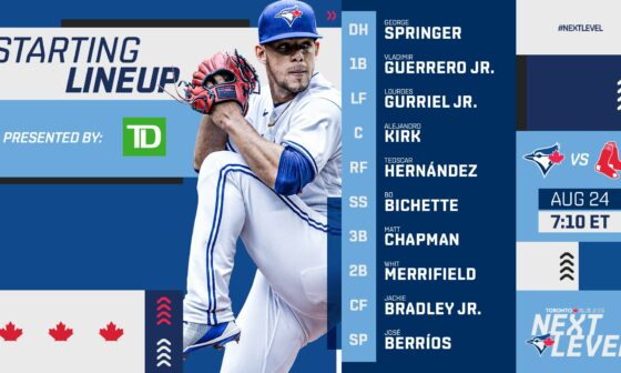 Lineup for August 24th vs BOS