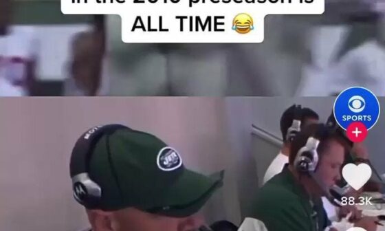 Jets coaches in 2010 reacting to Victor Cruz during preseason game miced up