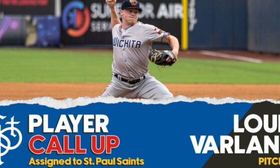 He's One Of Us: St. Paul Native, Pitcher Louie Varland Transferred From Double-A Wichita To AAA St Paul Saints. Expected debut 9/12