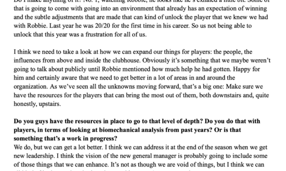 AJ Hinch response to the article about Robbie Grossman tweaking his swing and having more success against RHP with the Braves