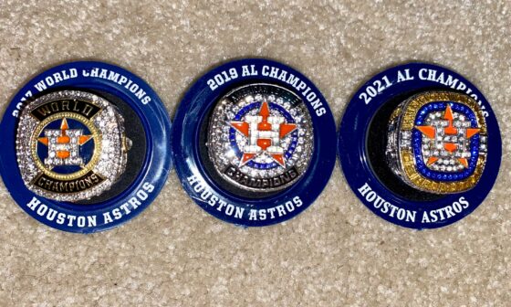Which design do you like the best in the replica rings? (L to R) 2017 World Series ring, 2019 AL Champion, or 2021 AL Champion