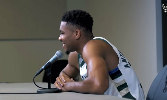 Highlight of media day. Serge has a question for Giannis.