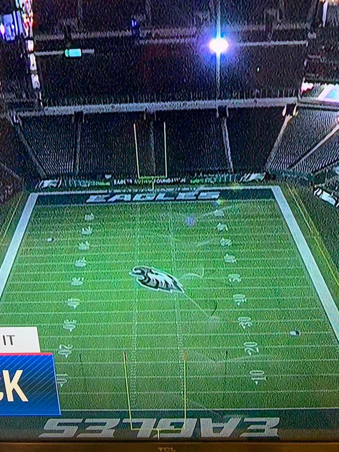 [NBC 10 Philadelphia] Eagles have their new wordmark in the end zones for their home opener.