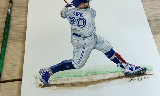As requested by my jays fans here’s my latest watercolour painting of Alejandro Kirk! Superstars come in all shapes and sizes. Big fan of Kirk. Hope you like it. ⚾️ gojaysgo