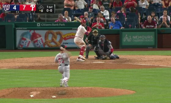 Kyle Schwarber hits his 37th home run and the Phillies 4th of the night with the distance of 457f.