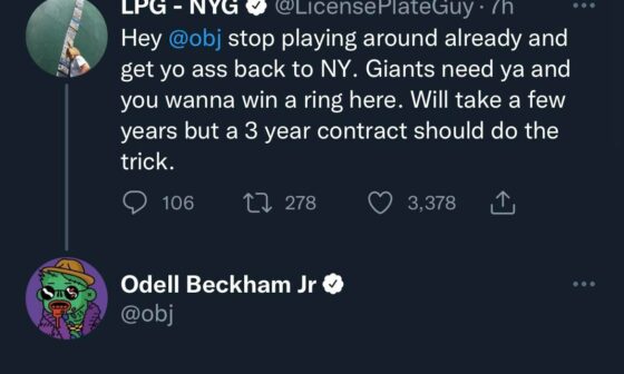 Looks like Odell is open to coming back to NY. Would you want him back on the team if the Giants somehow found a way to sign him?
