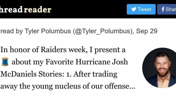 [Polumbus] In honor of Raiders week, I present a 🧵 about my Favorite Hurricane Josh McDaniels Stories: